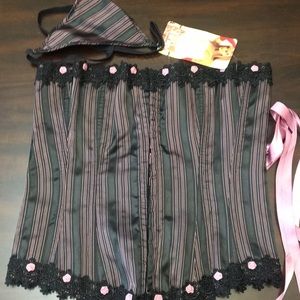 Brand New Shirley Corset black&pink pin stripe